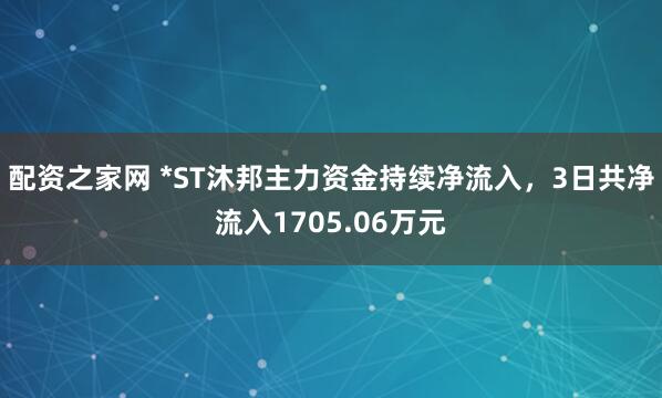 配资之家网 *ST沐邦主力资金持续净流入，3日共净流入1705.06万元